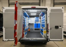 Allestimento con rampa di carico e scaffali su Citroen Jumper