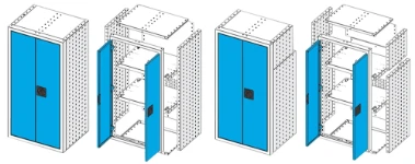 Le due versioni di schiena dell'armadio Syncro System, diritta o a scalino